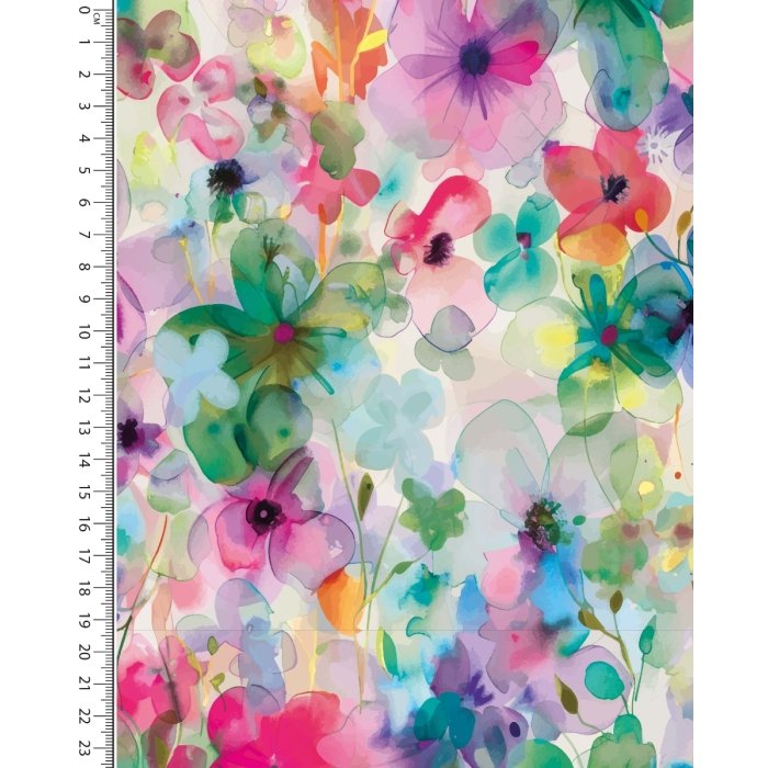 Bamboo Jersey Digital Stylez Aquarel Flowers 5805