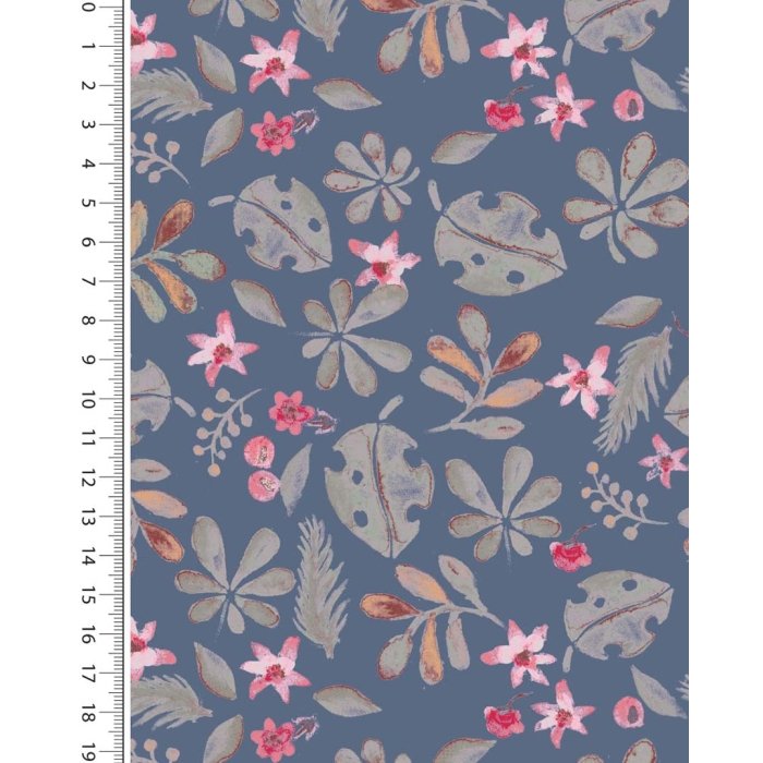 Poplin digital little ones jungle leaves 6012