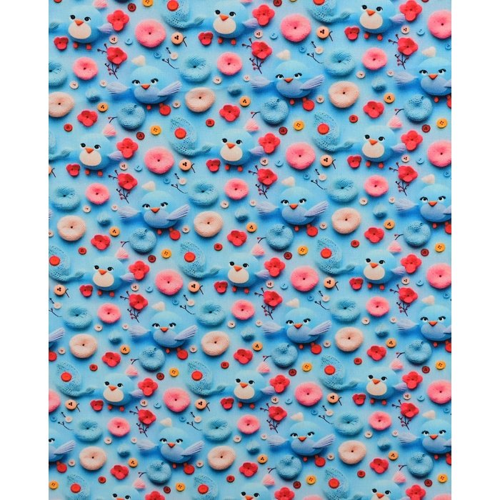Poplin 3D Cute Birds 5819
