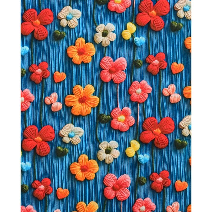 Poplin 3D Knitted Flowers 5828