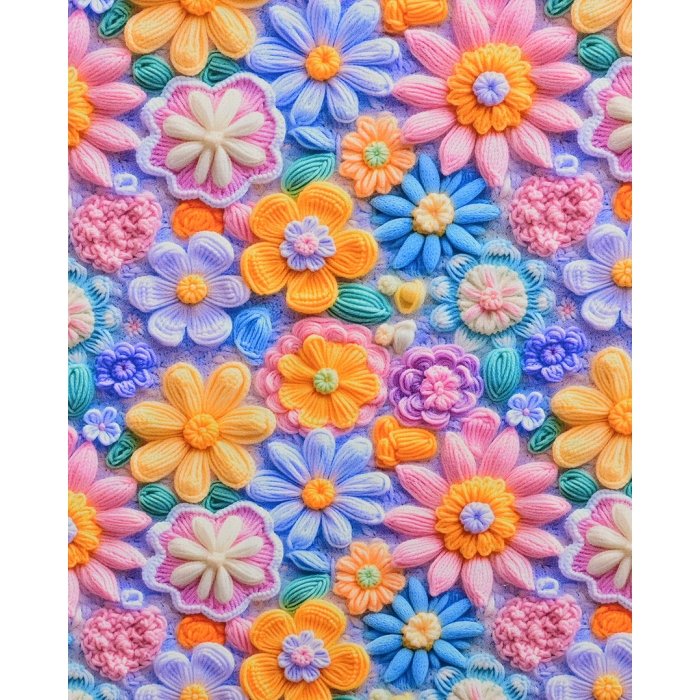 Poplin 3D Knitted Flowers 5824