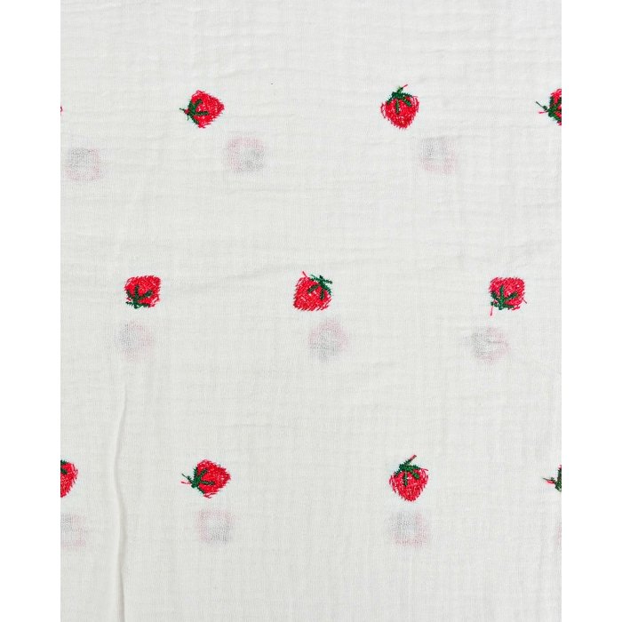 Double Gauze Embroidery Strawberry 6057