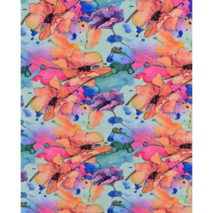 Bamboo Jersey Digital Colourful Flowers 5954