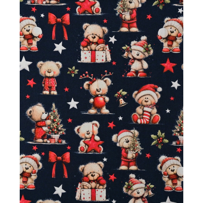 Poplin Digital Christmas Bear 6129