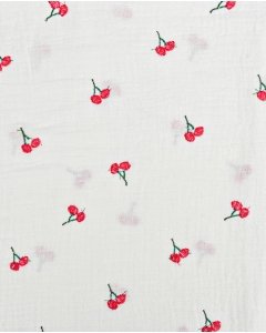 Double Gauze Embroidery Cherry 6057