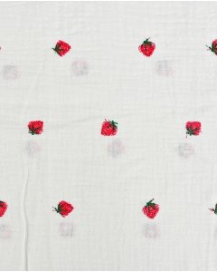 Double Gauze Embroidery Strawberry 6057
