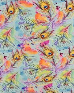 Bamboo Jersey Digital Peacock Feathers 5956