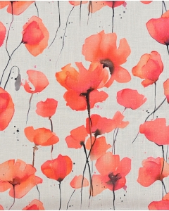 Ramie Linen Digital Poppy Flower 6069