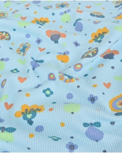 Rib jersey retro flowers 5260