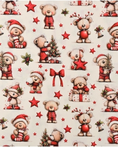 Poplin Digital Christmas Bear 6129